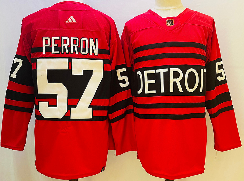 Men's Detroit Red Wings David Perron #57 Red Jersey